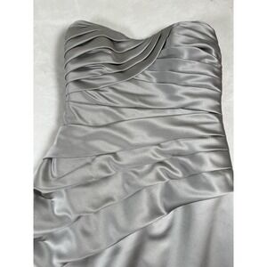 Jordan Dress Womens Small Silver Strapless Ruched Satin Formal Evening Gown